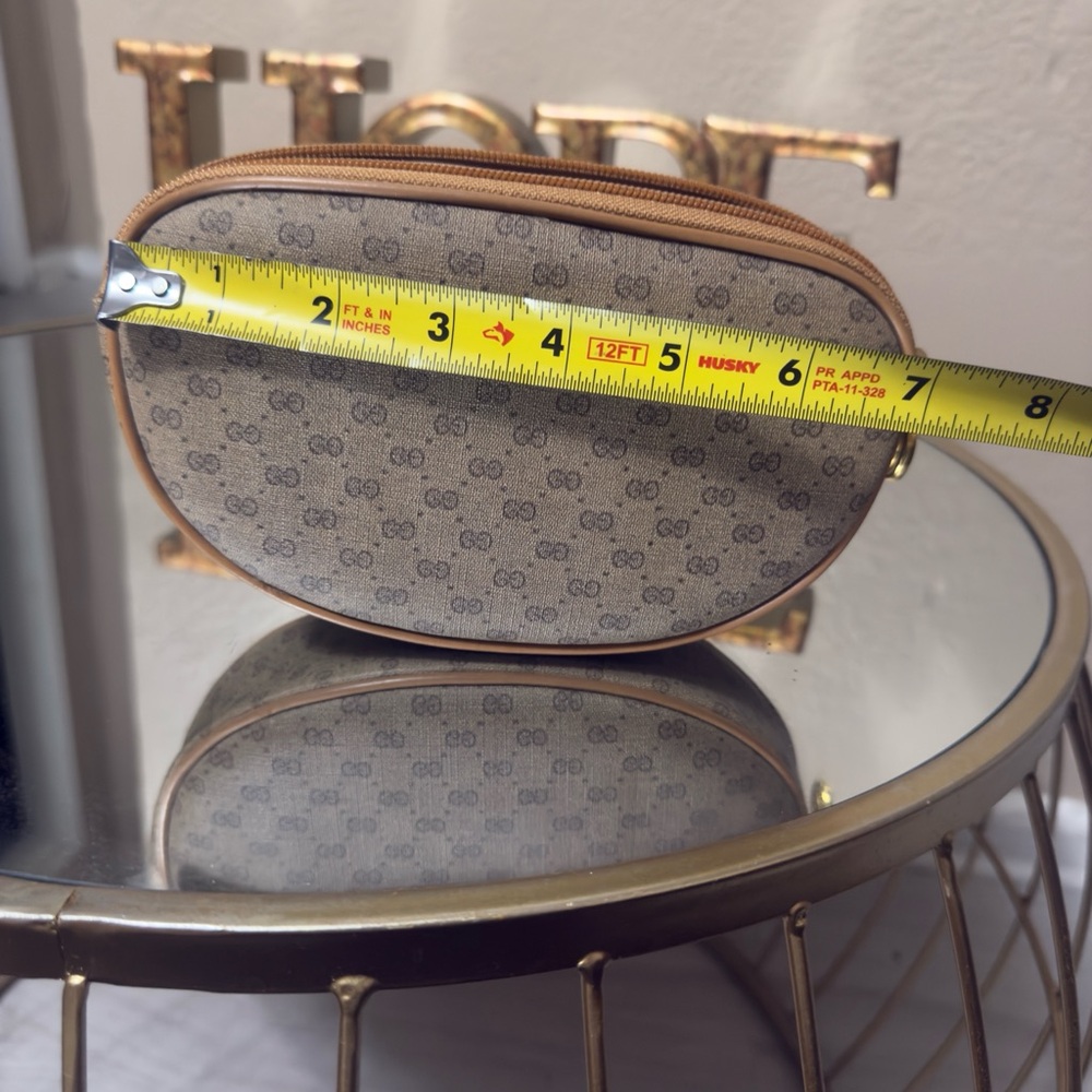 Tan and Brown Cosmetic Bag with Monogram Pattern - Picture 4 of 11